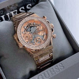 Guess Fusion Chronograph Rose Gold Dial Rose Gold Steel Strap Watch for Women - GW0552L3