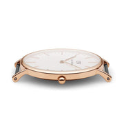 Daniel Wellington Classic Swansea White Dial Two Tone Nylon Strap Watch For Women - 0504DW