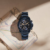 Fossil Bronson Chronograph Blue Dial Blue Steel Strap Watch for Men - FS5916