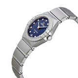 Omega Constellation Manhattan Quartz Diamonds Blue Dial Silver Steel Strap Watch for Women - 131.15.25.60.53.001
