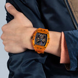 Guess Phoenix Multifunction Black Dial Orange Rubber Strap Watch For Men - GW0203G10