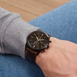 Fossil Townsman Chronograph Black Dial Brown Leather Strap Watch for Men - FS5437