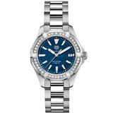 Tag Heuer Aquaracer Quartz Diamonds Blue Dial Silver Steel Strap Watch for Women - WAY131N.BA0748