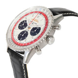 Breitling Navitimer B01 Chronograph 43 Boeing 747 White Dial Black Leather Strap Watch for Men - AB01383B1G1P1