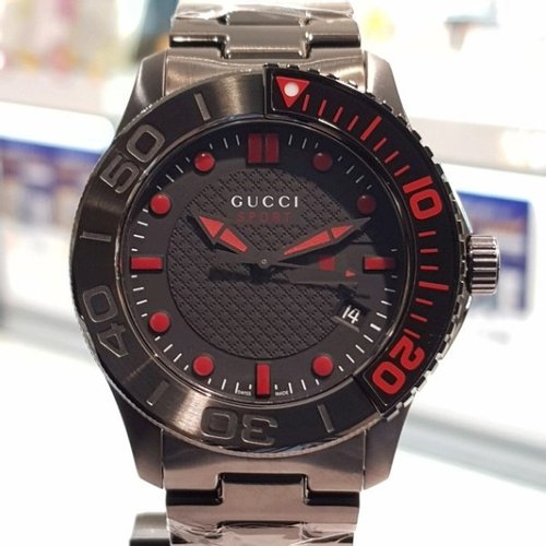 Gucci G Timeless Sport Black Dial Black Steel Strap Watch For Men - YA