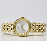 Versace V Flare Diamonds Silver Dial Gold Steel Strap Watch for Women - VEBN00918