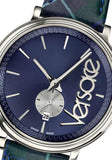 Versace V-Circle The Clans Edition Blue Dial Blue & Green Leather Strap Watch for Women  - VEBQ00118