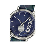 Versace V-Circle The Clans Edition Blue Dial Blue & Green Leather Strap Watch for Women  - VEBQ00118