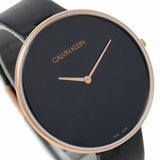 Calvin Klein Full Moon Black Dial Black Leather Strap Watch for Women - K8Y236C1