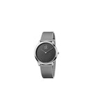 Calvin Klein Minimalist Black Dial Silver Mesh Bracelet Watch for Men - K3M2112X