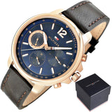 Tommy Hilfiger London Chronograph Quartz Blue Dial Brown Leather Strap Watch for Men - 1791532