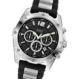 Guess Intrepid Chronograph Black Dial Two Tone Steel Strap Watch for Men - W0167G1