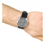 Calvin Klein Minimal Grey Dial Black Leather Strap Watch for Men - K3M221C4