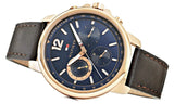 Tommy Hilfiger London Chronograph Quartz Blue Dial Brown Leather Strap Watch for Men - 1791532