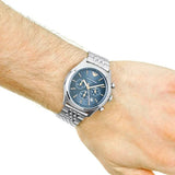 Emporio Armani Luigi Chronograph Quartz Blue Dial Silver Steel Strap Watch For Men - AR1974