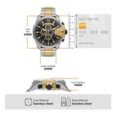 Diesel Mega Chief Chronograph Black Dial Two Tone Steel Strap Watch For Men - DZ4581