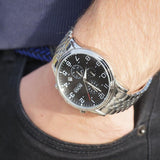 Hugo Boss Aeroliner Chronograph Quartz Black Dial Silver Steel Strap Watch For Men - HB1512446