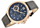 Tommy Hilfiger London Chronograph Quartz Blue Dial Brown Leather Strap Watch for Men - 1791532