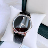 Movado Museum Black Dial Black Leather Strap Watch For Men - 2100002