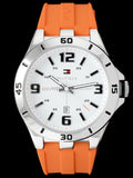 Tommy Hilfiger Analog White Dial Orange Rubber Strap Watch for Men - 1791063