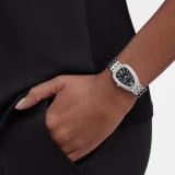 Bvlgari Serpenti Seduttori Diamonds Black Dial Silver Steel Strap Watch for Women - SERPENTI103449