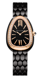 Bvlgari Serpenti Seduttori Diamonds Black Dial Black Steel Strap Watch for Women - SERPENTI103706