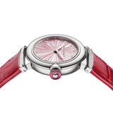 Bvlgari Lvcea Intarsio Diamonds Mother of Pearl Pink Dial Red Leather Strap Watch for Women - LVCEA103619