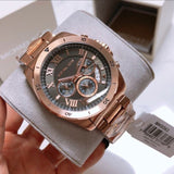 Michael Kors Brecken Chronograph Analog Black Dial Rose Gold Steel Strap Watch For Women - MK8563