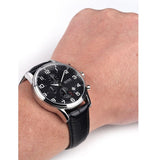 Hugo Boss Aeroliner Chronograph Quartz Black Dial Black Leather Strap Watch For Men - HB1512448