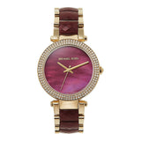 Michael Kors Parker Mother of Pearl Red Dial Two Tone Steel Strap Watch for Women - MK6427