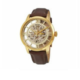 Fossil Townsman Automatic Skeleton Gold Dial Brown Leather Strap Watch for Men - ME3043