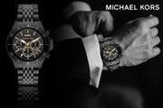 Michael Kors Bayville Chronograph Black Dial Black Steel Strap Watch For Men - MK8750