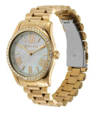 Michael Kors Lexington Mother of Pearl White Dial Gold Steel Strap Watch for Women - MK1079