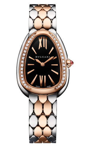 Bvlgari Serpenti Seduttori Diamonds Black Dial Two Tone Steel Strap Watch for Women - SERPENTI103450