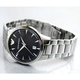 Emporio Armani Classic Quartz Black Dial Silver Steel Strap Watch For Women - AR2441