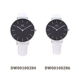 Daniel Wellington Classic Petite Bondi Black Dial White Leather Strap Watch for Women - DW00100286