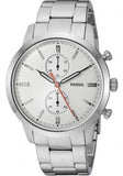 Fossil Townsman White Dial Silver Steel Strap Watch for Men - FS5346