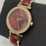 Michael Kors Parker Mother of Pearl Red Dial Two Tone Steel Strap Watch for Women - MK6427