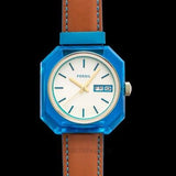 Fossil Candy White Dial Brown Leather Strap Watch for Men - ES3536