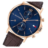 Tommy Hilfiger Daniel Blue Dial Brown Leather Strap Watch for Men - 1710418