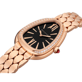 Bvlgari Serpenti Seduttori Diamonds Black Dial Rose Gold Steel Strap Watch for Women - SERPENTI103453