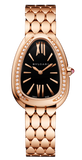 Bvlgari Serpenti Seduttori Diamonds Black Dial Rose Gold Steel Strap Watch for Women - SERPENTI103453