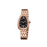 Bvlgari Serpenti Seduttori Diamonds Black Dial Rose Gold Steel Strap Watch for Women - SERPENTI103453