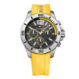 Tommy Hilfiger Sports Multi-Function Black Dial Yellow Rubber Strap Watch for Men - 1791144