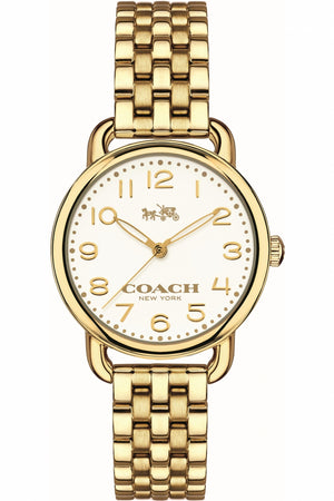 Coach Delancey White Dial Gold Steel Strap Watch for Women - 14502241