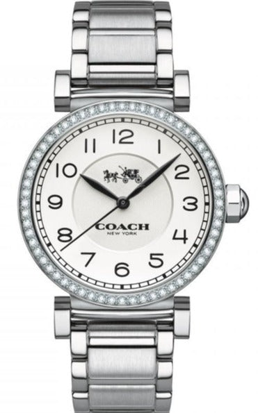 COACH / クォーツ腕時計/アナログ/ステンレス/WHT/SLV/マディソンシルバー Coach Madison White Dial Silver Steel Strap Watch for Women