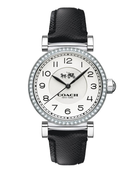 Coach Madison White Dial Black Leather Strap Watch for Women