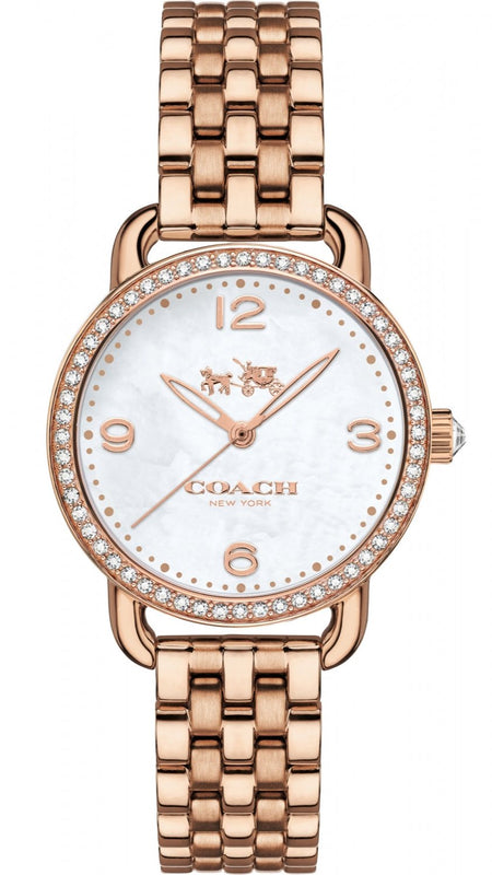 Coach Delancey White Dial Rose Gold Steel Strap Watch for Women