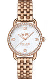 Coach Delancey Mother of Pearl White Dial Rose Gold Steel Strap Watch for Women - 14502479