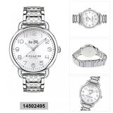 Coach Delancey White Dial Silver Steel Strap Watch for Women - 14502495